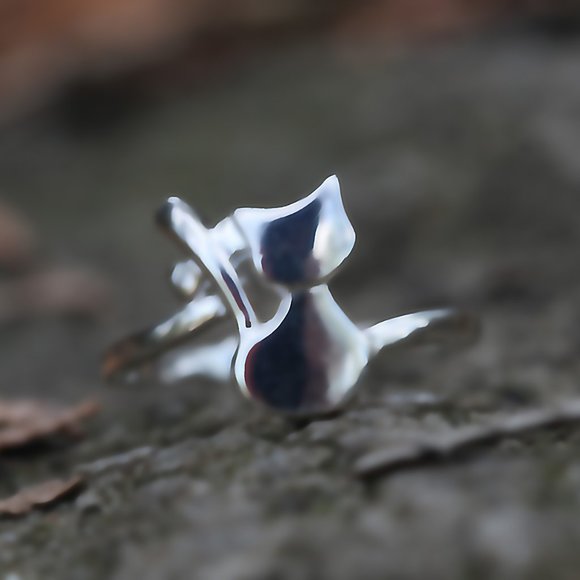 3/$25 🏷️  Sterling Silver Cat Ring Minimal Minimalist Ring Cat Tail Cute Ring - Picture 7 of 8